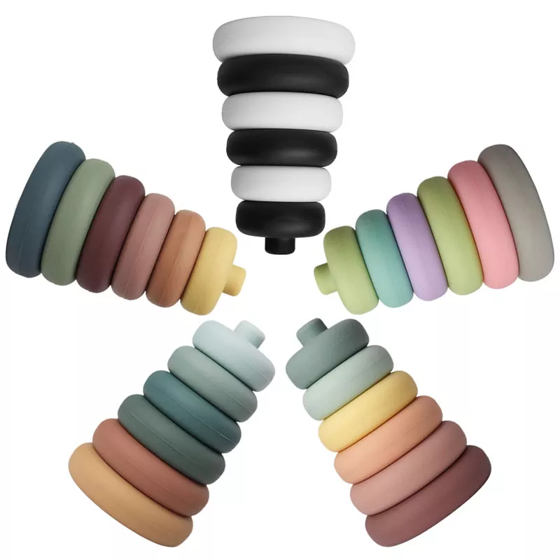 Silicone Toys Stacking Blocks & Shape Sorter Puzzle for Baby 6 12 Months