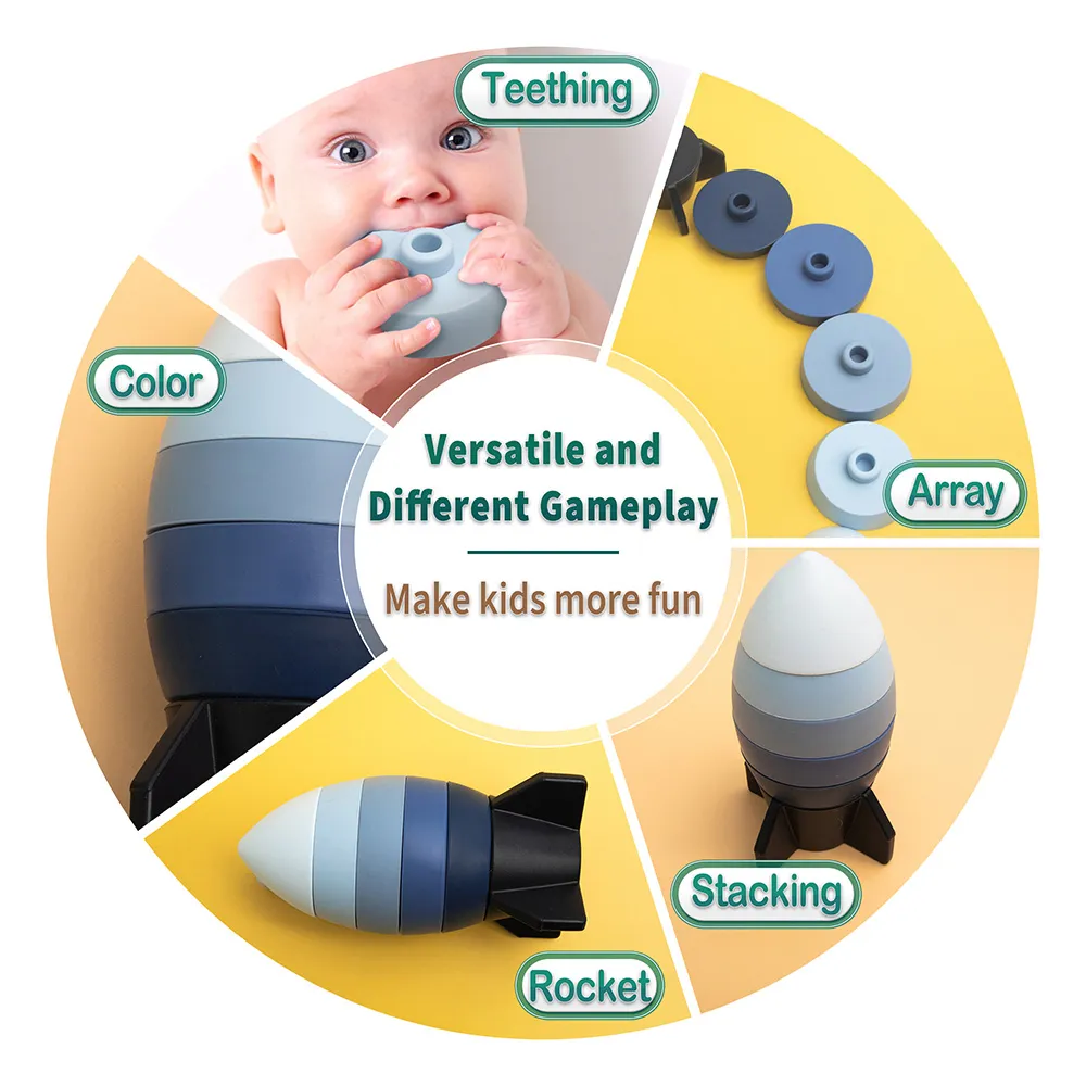 Silicone Toys Stacking Blocks & Shape Sorter Puzzle for Baby 6 12 Months