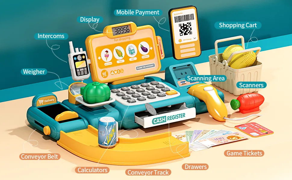 Cash Register Toy for Kids with Scanner and Credit Card Cash Register Toy for Kids with Scanner and Credit Card