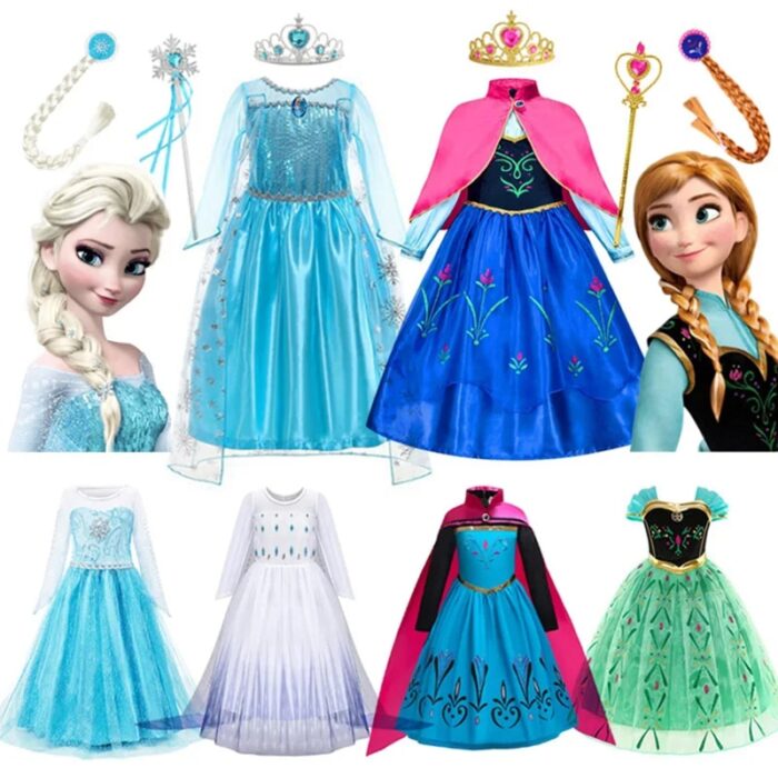 Anna and Elsa Costumes for Girls   Disney Frozen