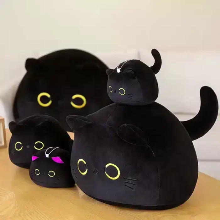 Black Cat Plush pillow with Big Eyes