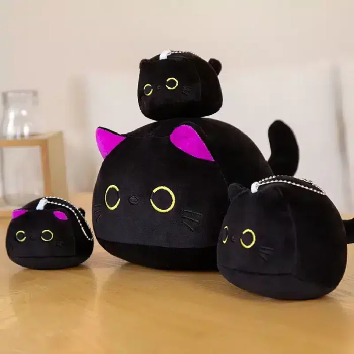 Black Cat Plush pillow with Big Eyes