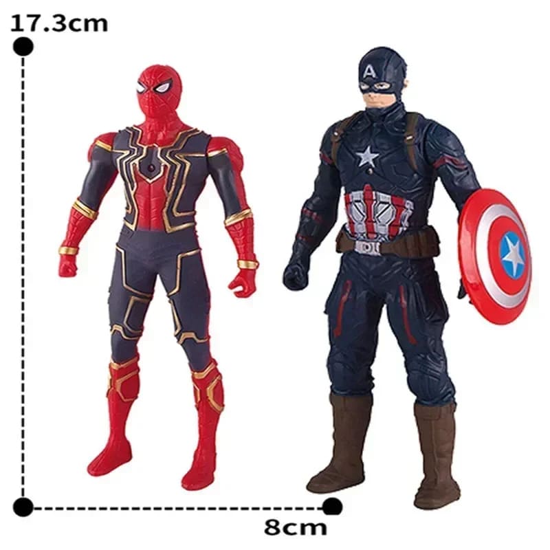 Figurines d'action Marvel Spiderman, Iron Man, Captain America, Hulk