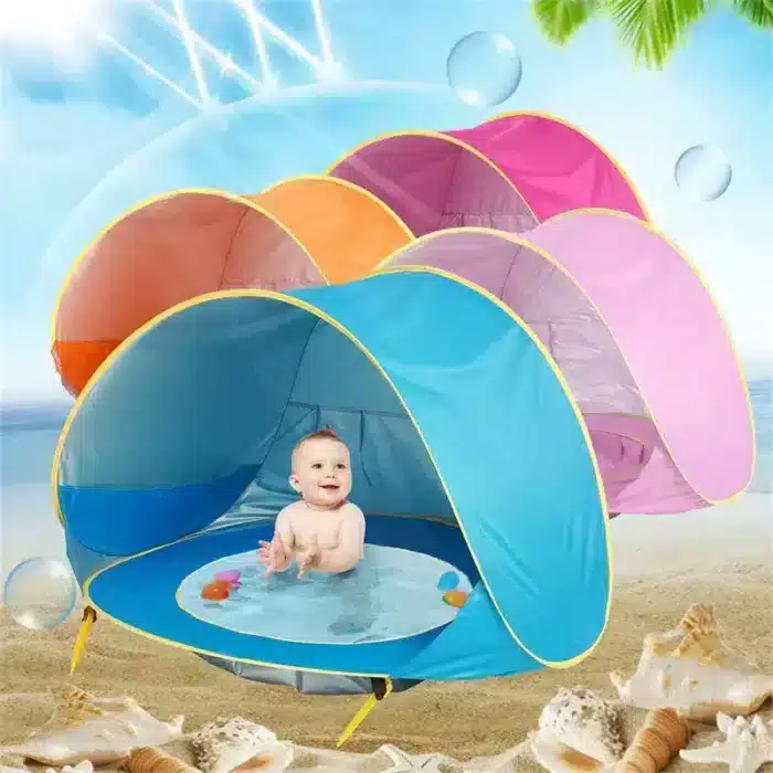 Folding Beach Tent with Pool for Kids