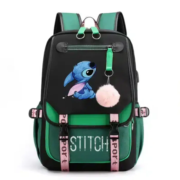 Lilo and Stitch School Backpack with Built in Charging Capability (USB Connection)