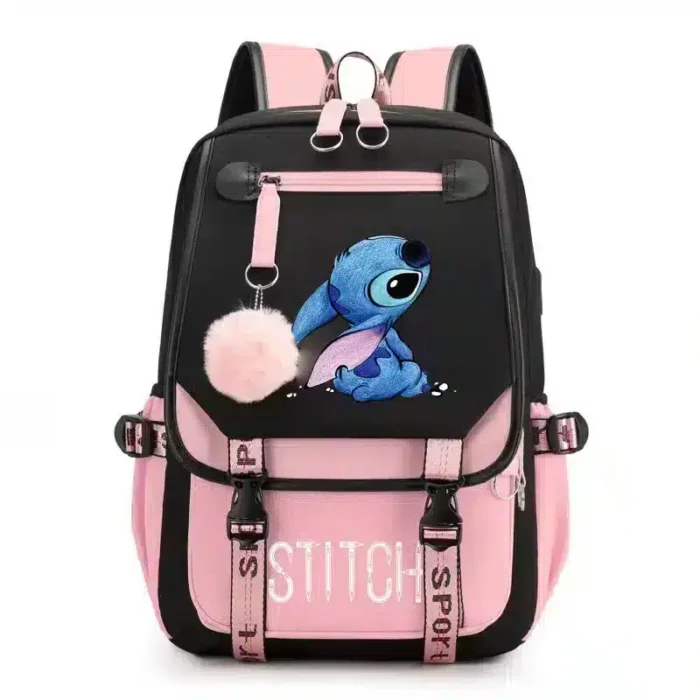 Lilo and Stitch School Backpack with Built in Charging Capability (USB Connection)