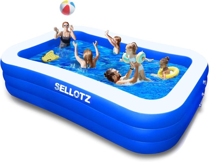 Large Inflatable Family Pool – Large Rectangular Pool for Kids & Adults