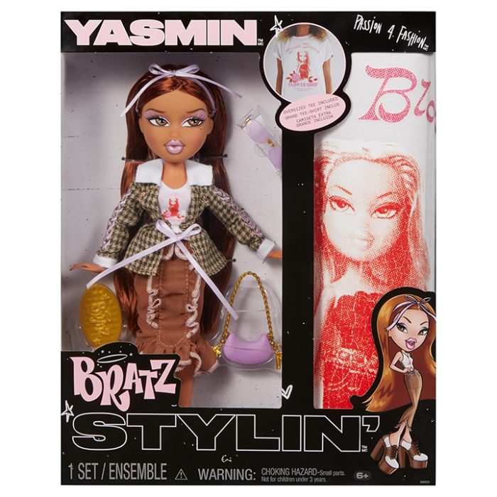 Bratz Stylin’ Yasmin Fashion Doll with Customizable T Shirt & Accessories