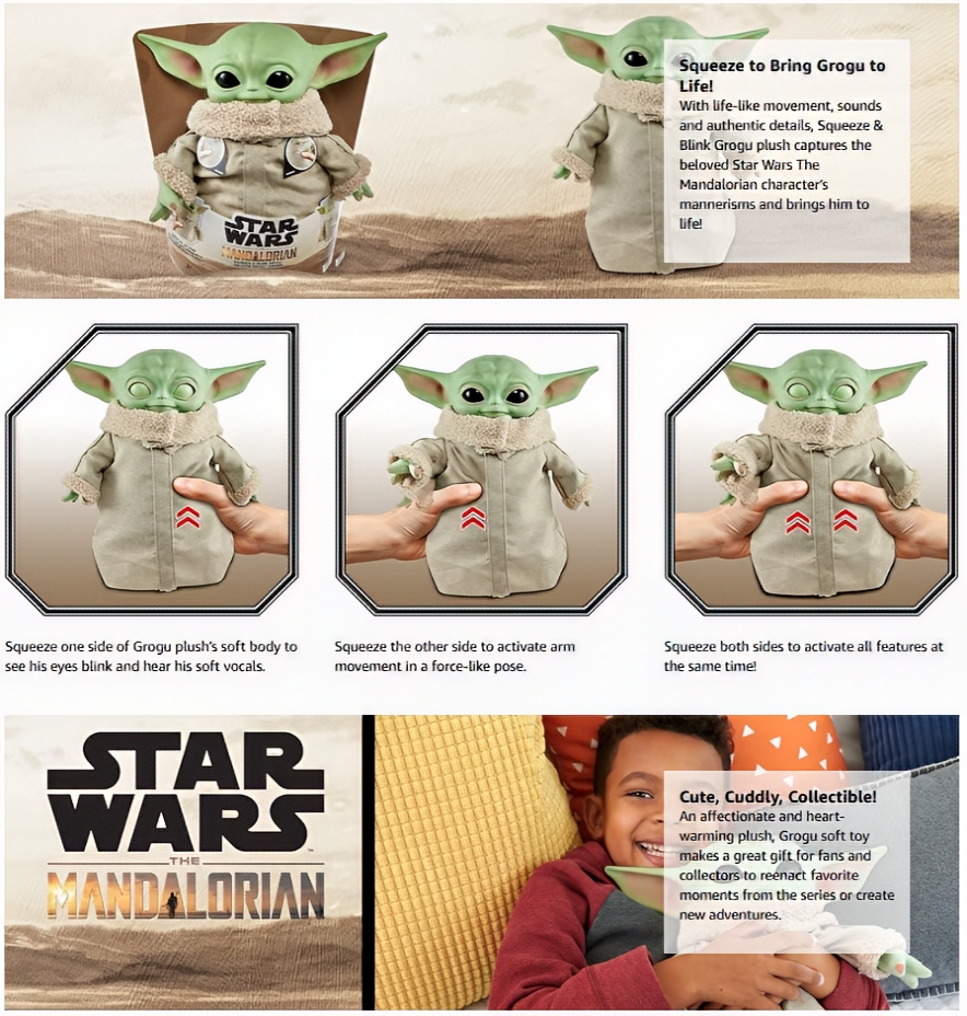 Grogu Plush Toy with Sounds – Interactive Star Wars The Mandalorian Plush