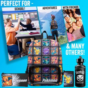 Pokemon Backpack for School Including Pencil Case and Water Bottle