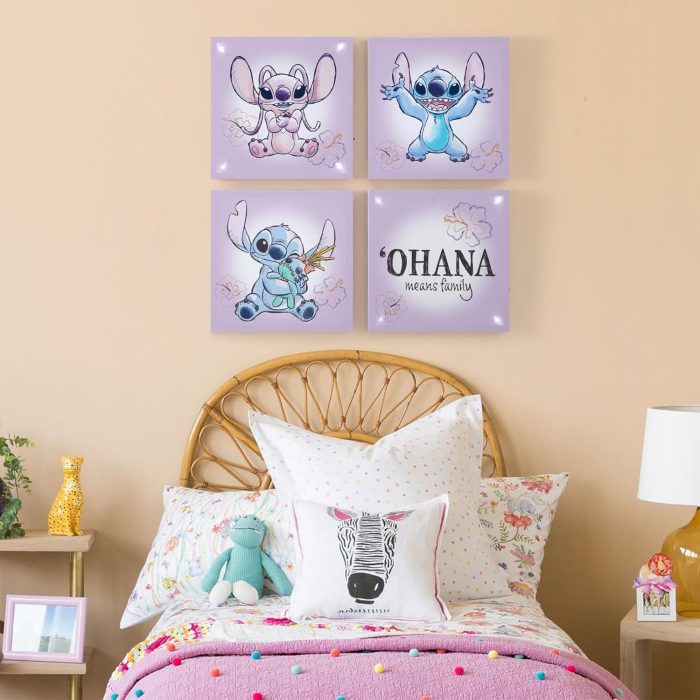 Disney Stitch 4 Pack LED Canvas Wall Art – Magical Room Décor for Kids
