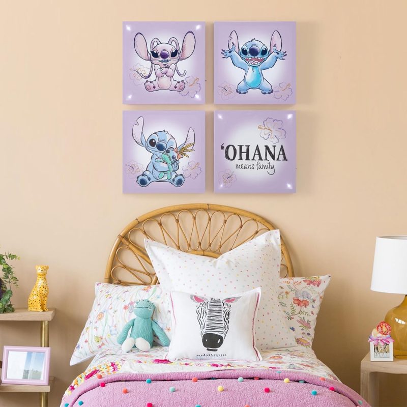 Disney Stitch 4 Pack LED Canvas Wall Art – Magical Room Décor for Kids