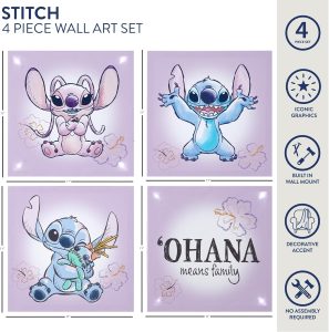 Disney Stitch 4-Pack LED Canvas Wall Art – Magical Room Décor for Kids