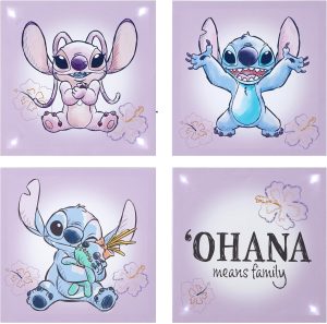 Disney Stitch 4-Pack LED Canvas Wall Art – Magical Room Décor for Kids