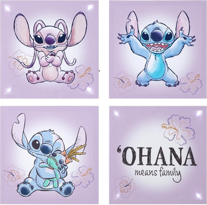 Disney Stitch 4 Pack LED Canvas Wall Art – Magical Room Décor for Kids