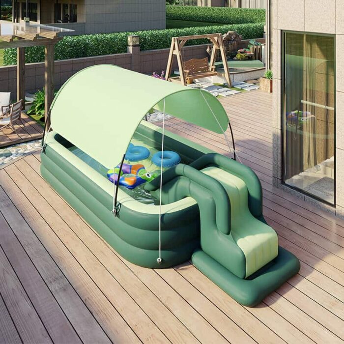 Piscina Inflable con Tobogán y Toldo