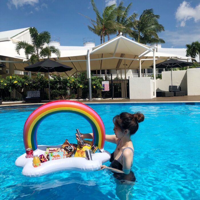 Inflatable Rainbow Cloud Pool Tray