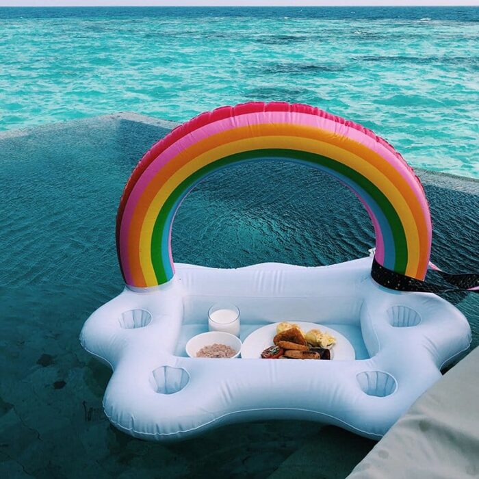 Inflatable Rainbow Cloud Pool Tray