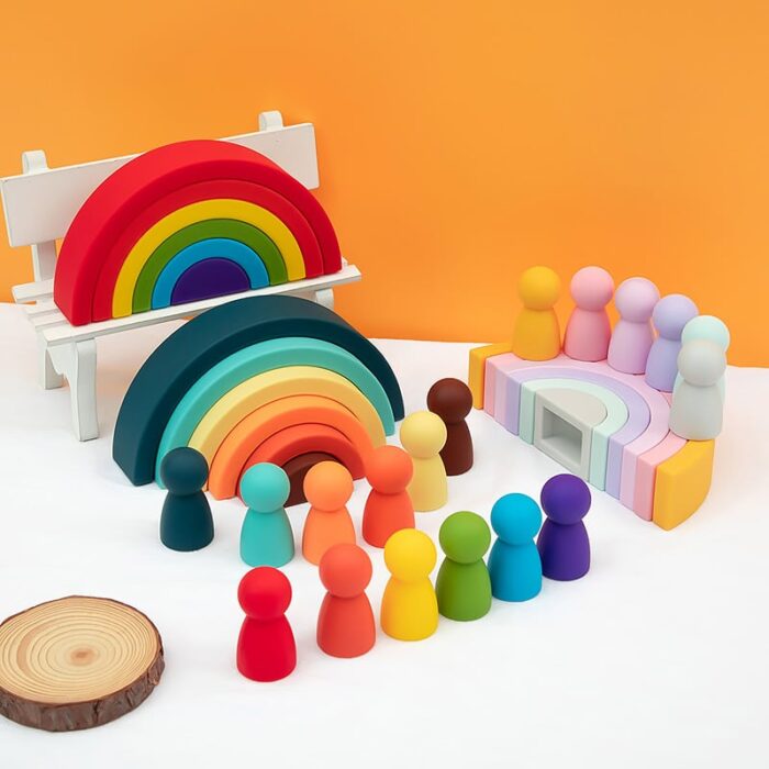 Silicone Toys Stacking Blocks & Shape Sorter Puzzle for Baby 6 12 Months