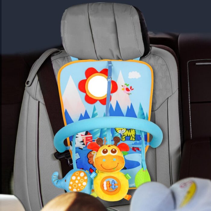 Baby Car Seat Animals Plush Toys With Music & Plastic Mirror