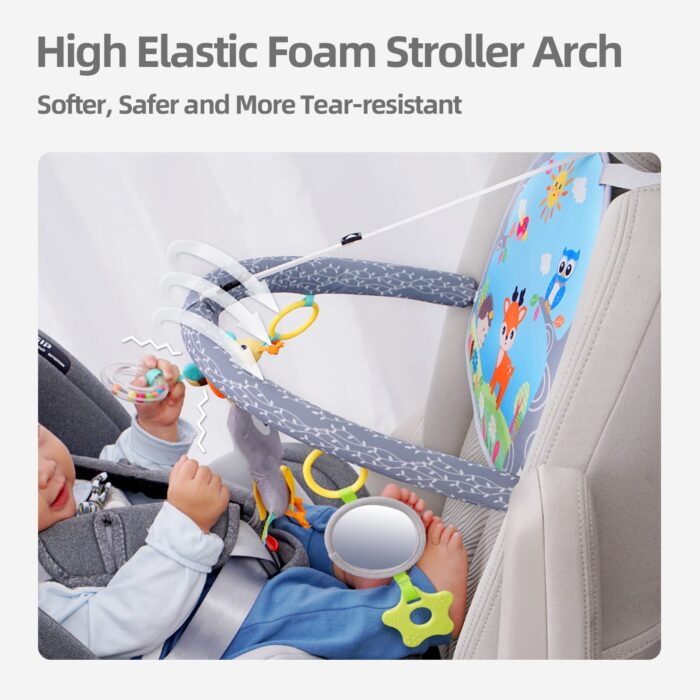 Baby Car Seat Animals Plush Toys With Music & Plastic Mirror