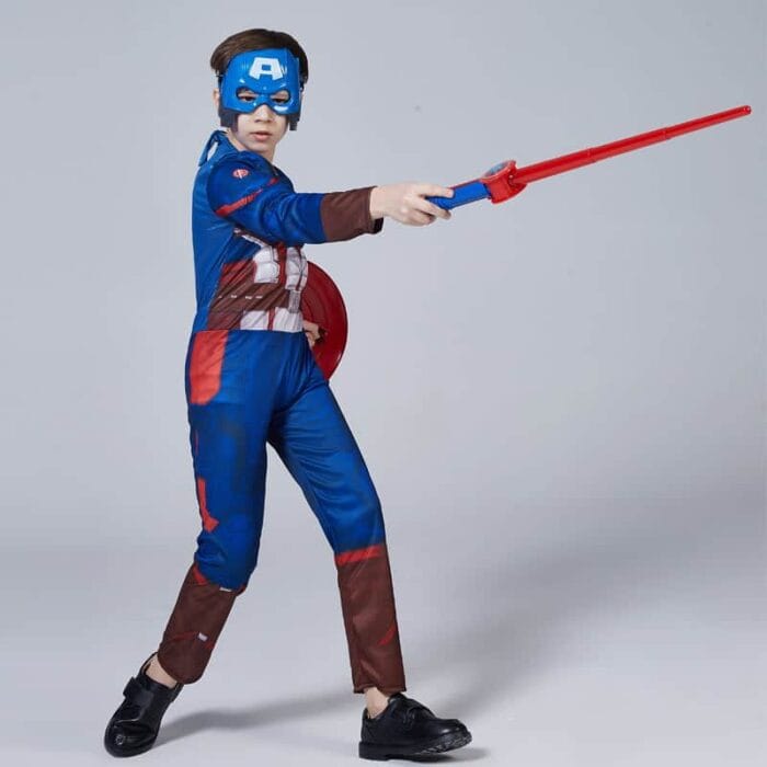 Muscular Captain America Costume with Shield for Kids