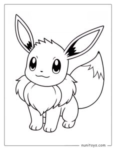 Adorable Eevee fluffy Pokémon coloring page
