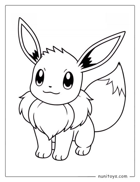 Adorable Eevee fluffy Pokémon coloring page