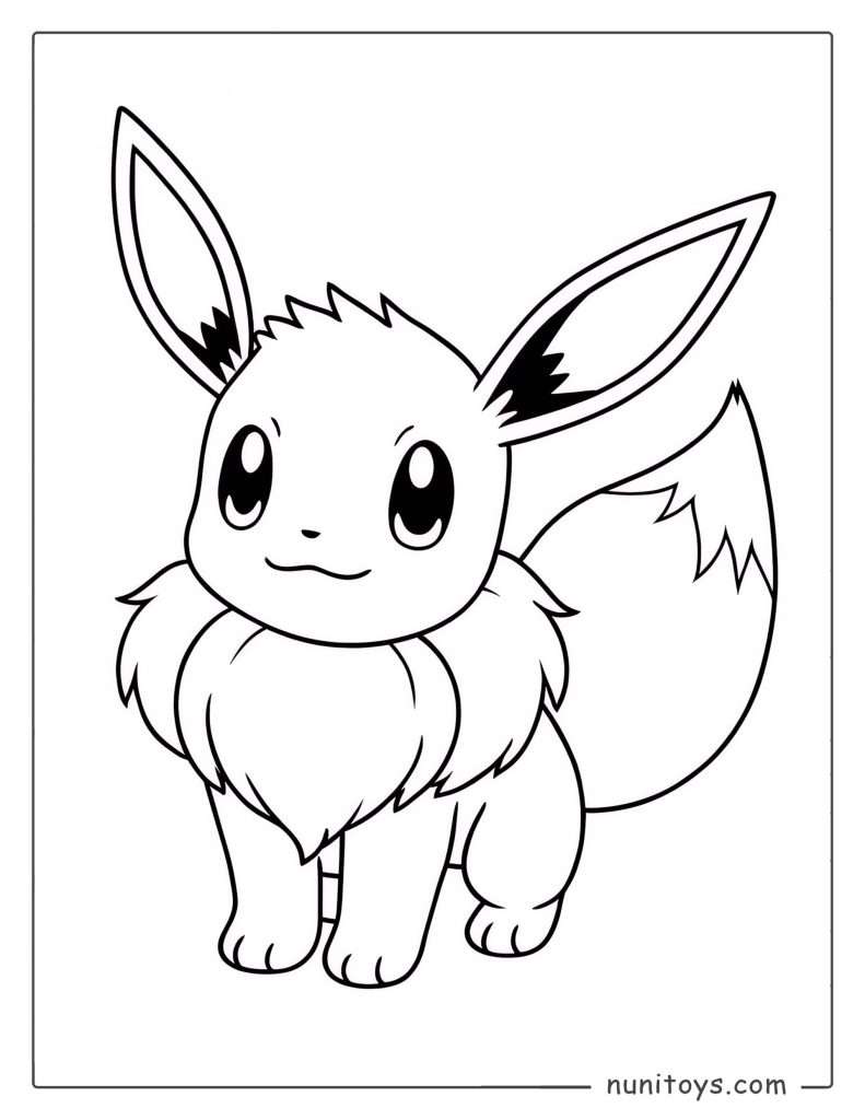 Adorable Eevee fluffy Pokémon coloring page