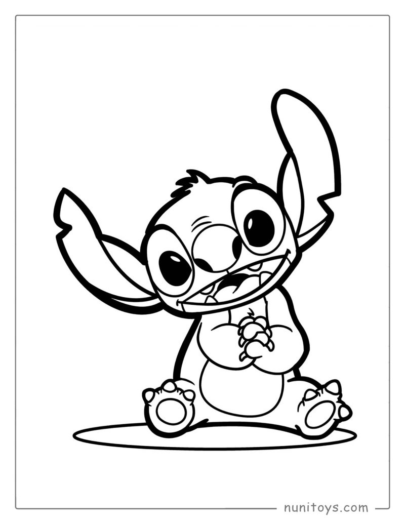 Coloriage de Stitch assis