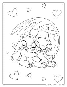 Coloriage de Stitch et Angel