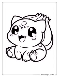 Cute Bulbasaur kawaii Pokémon coloring page