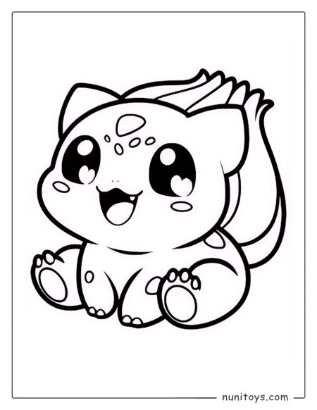 Cute Bulbasaur kawaii Pokémon coloring page