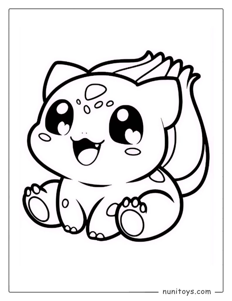 Cute Bulbasaur kawaii Pokémon coloring page