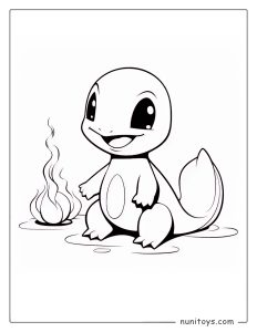 Cute Charmander sitting next to a small flame