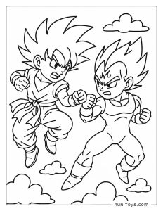 Goku vs Vegeta Fighting Coloring Page