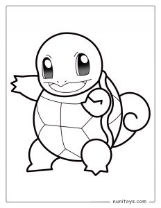 Happy Squirtle waving Pokémon coloring page