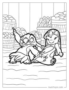 Lilo And Stitch Dancing in the street Coloring Page
