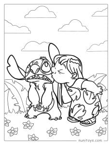 Lilo Kissing Stitch Coloring Page