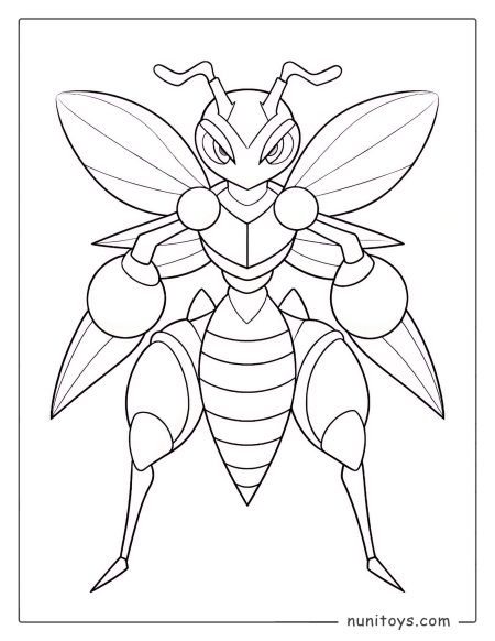 Powerful Beedrill insect Pokémon coloring page