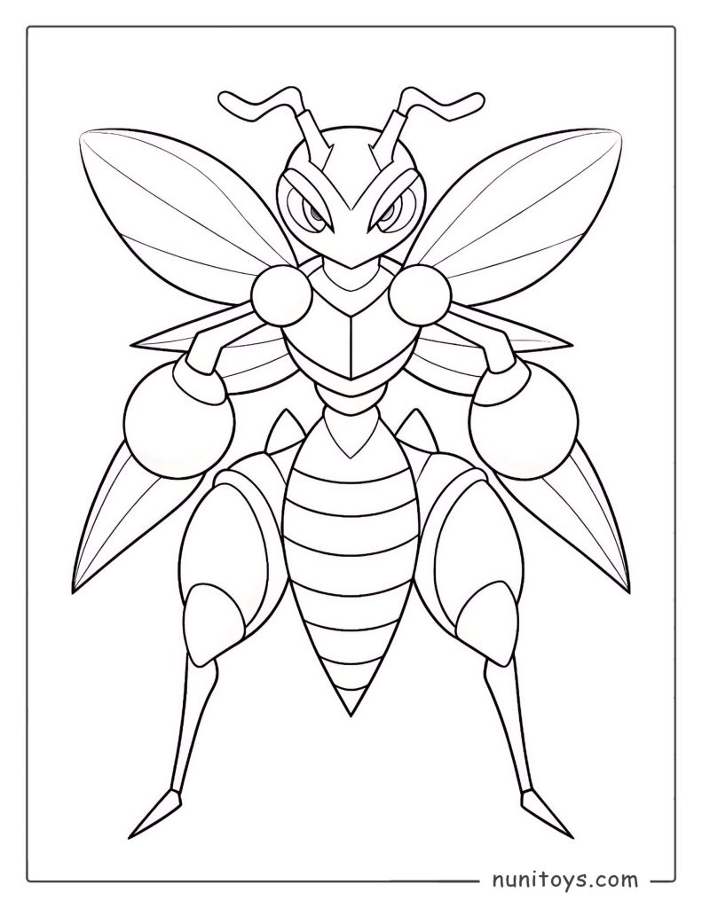Powerful Beedrill insect Pokémon coloring page