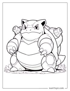 Powerful Blastoise water cannon Pokémon coloring page