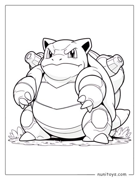Powerful Blastoise water cannon Pokémon coloring page