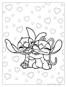 Stitch Hugging Angel Coloring Page