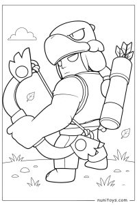 Bo from Brawl Stars with Bow and Eagle Headdress Coloring Page