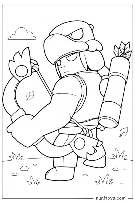 Bo from Brawl Stars with Bow and Eagle Headdress Coloring Page