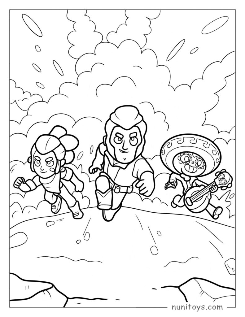Brawl Stars Coloring Pages - Shelly, Colt, And Poco
