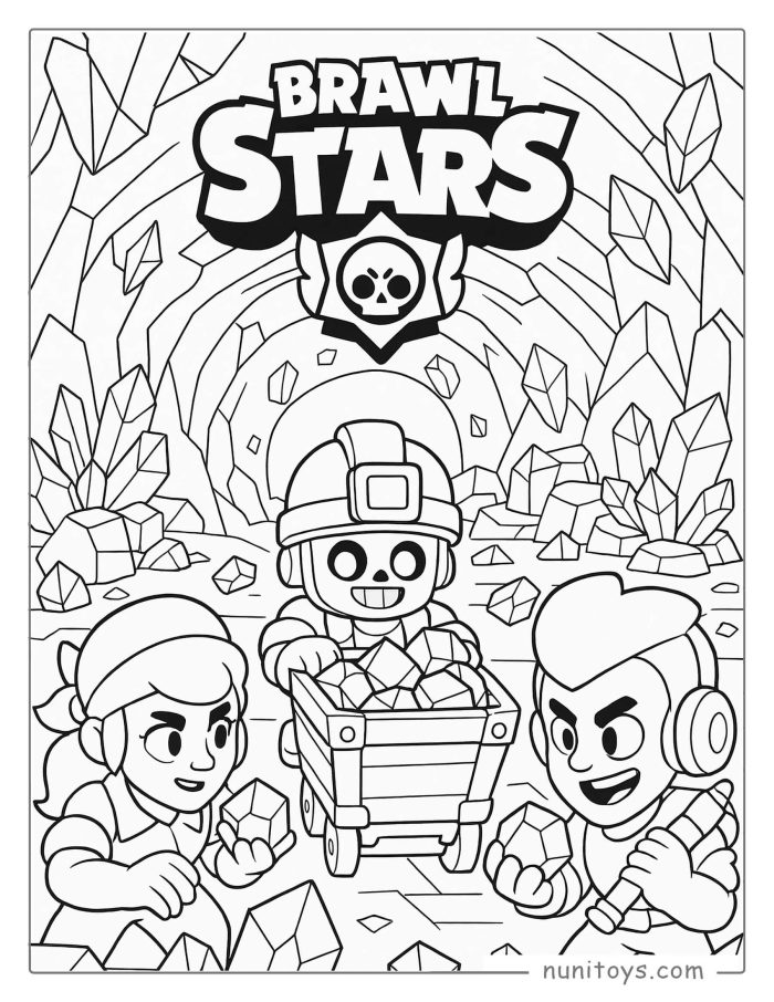 Gems Grab Scene Brawl Stars Coloring Page