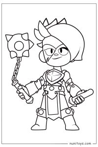 Lumi from Brawl Stars with Spiked Mace Coloring Page