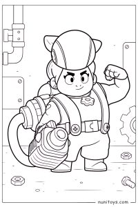 Pam from Brawl Stars in Workshop Coloring Sheet